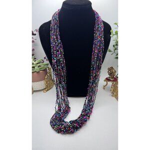 Artisanal Womens Multistrand Multicolor Long Necklace Beads Handmade